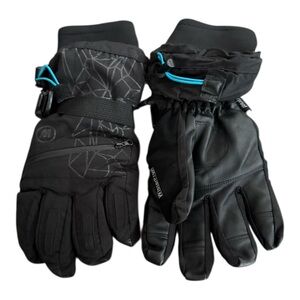 WinterProof Men’s Ski Gloves Water-Resistant Black Sz Large Faux Leather Canvas